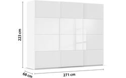 Goossens kledingkast finca combi glans mat glas wit hoogwaardig meubelplaat - 8244368-{merk}-finca-combi-sts-wit-schuifdeuren-02
